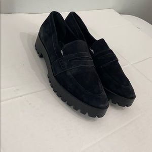 Via Spiga Suede Tassel Lug Sole Platform Loafers